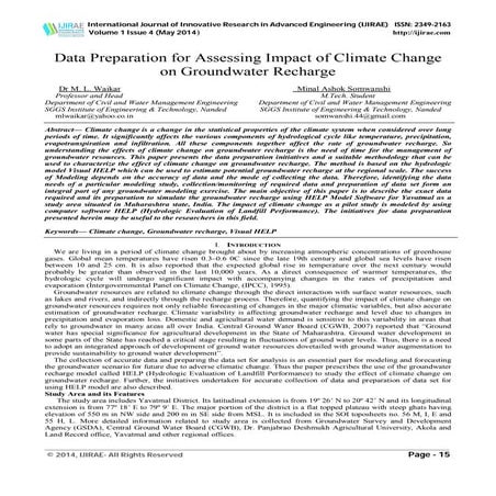 Data Preparation for Assessing Impact of Climate Change on Groundwater Recharge