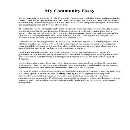 My Community Essay. Erie Community College
