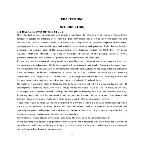 E-Learning Project Write Up Case Study Ogun State Institute Of Technology