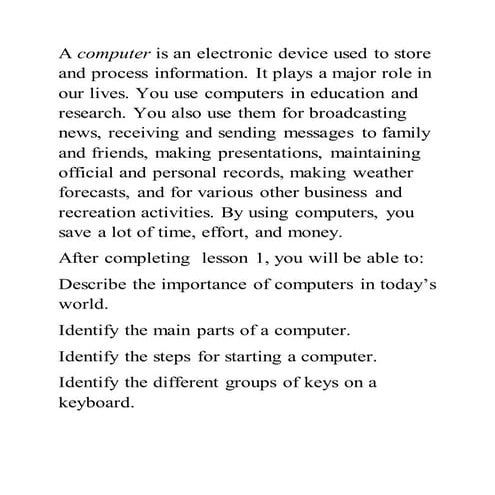 Orientation of computer 