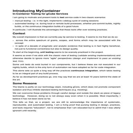 Technical Report: My Container