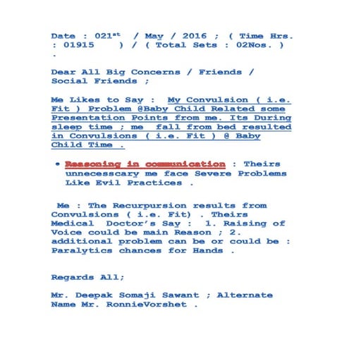   My convulsion ( i.e. fit ) problem @bbay child related some presentation po...