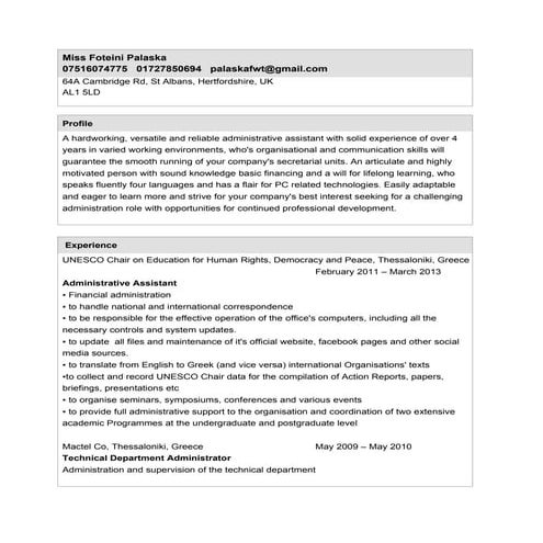 Nelly Ahmed CV - Protocol Travel Administrative Event Management ...