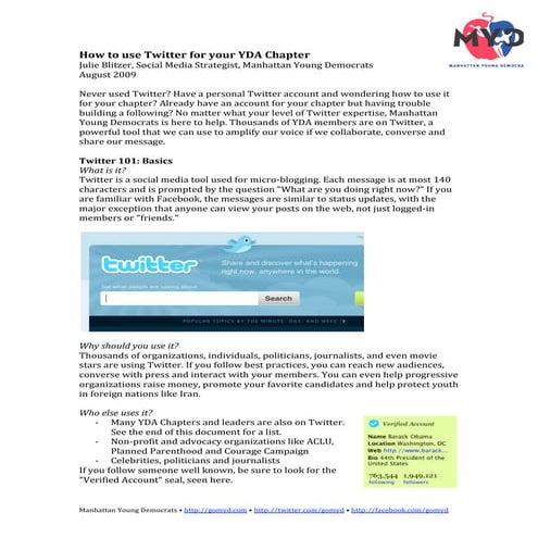 How to Use Twitter for Your YDA Chapter