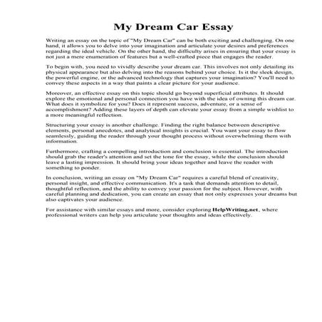 My Dream Car Essay. 002 Dream Essay Thatsnotus | PDF