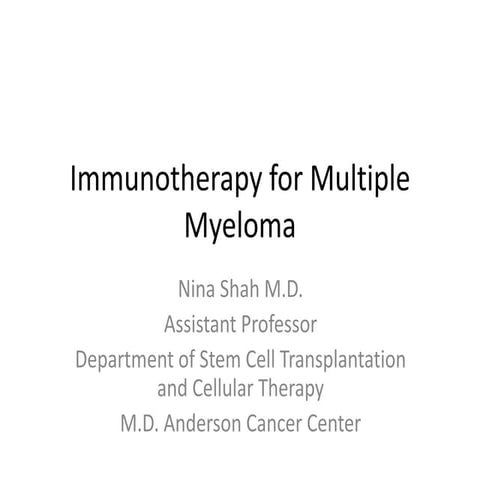 Immunotherapy for Multiple Myeloma