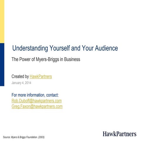 Understanding Yourself and Your Audience: The Power of Myers-Briggs in Business
