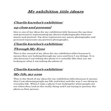 My exhibition title idears