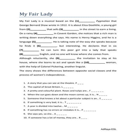 My Fair Lady Activity | PDF