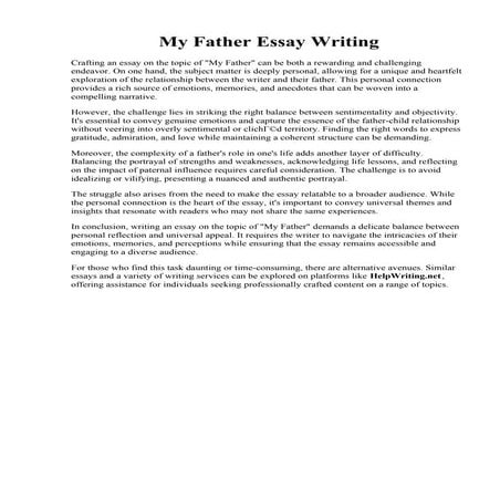 My Father Essay Writing. The Father Essay : Essay on My Father for Kids, Chil...