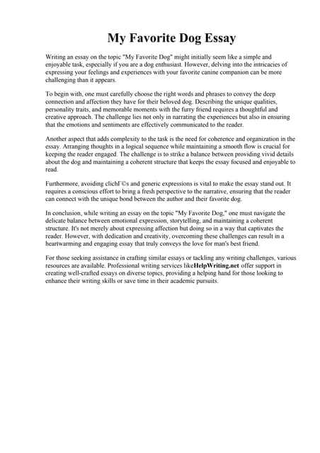 Essay On Autobiography Of A Pet Dog My Favorite Dog Essay | PDF
