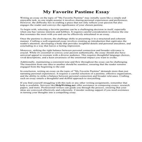 My Favorite Pastime Essay