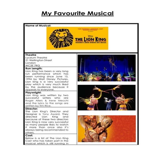 My Favourite Musical Lion King