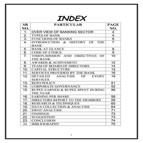 HDFC bank project report