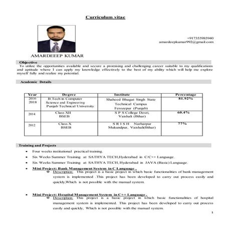 fresher resume | PDF