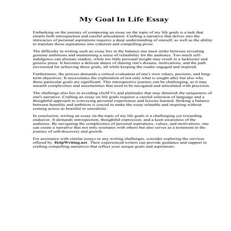 My Goal In Life Essay. University of Denver