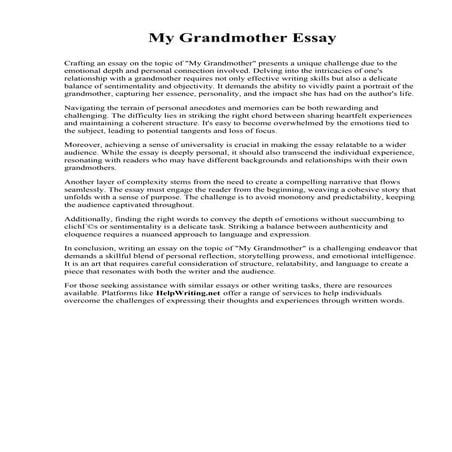 My Grandmother Essay. Thunderbird School of Global Management