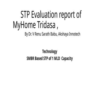 Comprehensive STP Evaluation Report for MyHome Tridasa Using SMBR ...