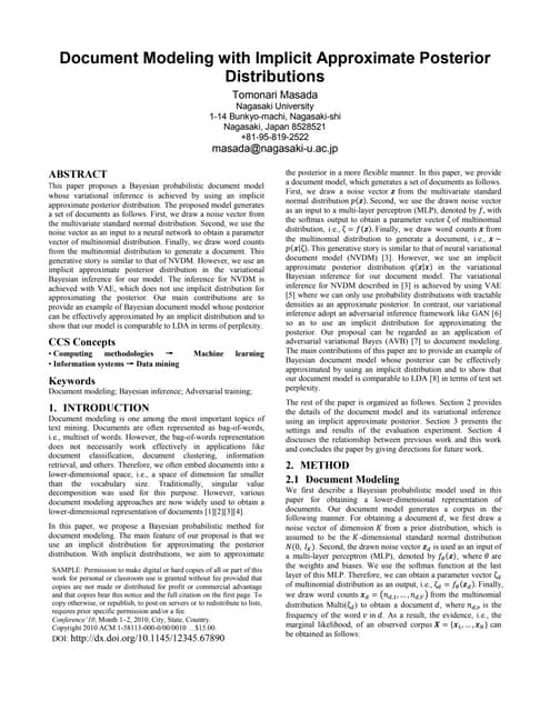 Document Modeling with Implicit Approximate Posterior Distributions