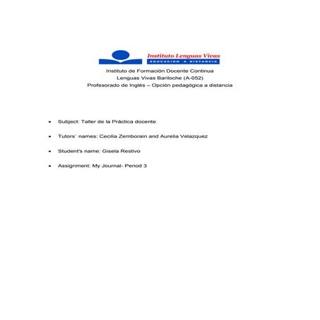 My journal tpd-Restivo