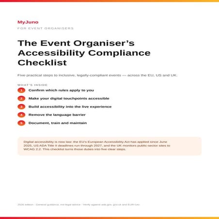Inclusive Event Organiser’s Accessibility Compliance Checklist for 2026 ...