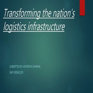 Transforming the nation’s  logistics infrastructure-Mykensey