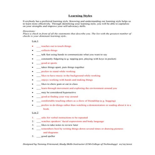 Learning Style Assessment