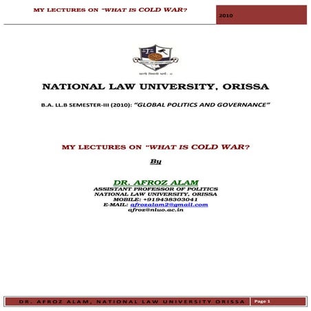 My Lecture One on What is Cold War?