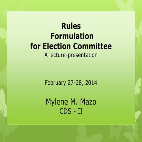 Rules Formulation Lecture for Cooperatives | PPT