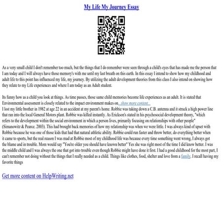 My Life My Journey Essay