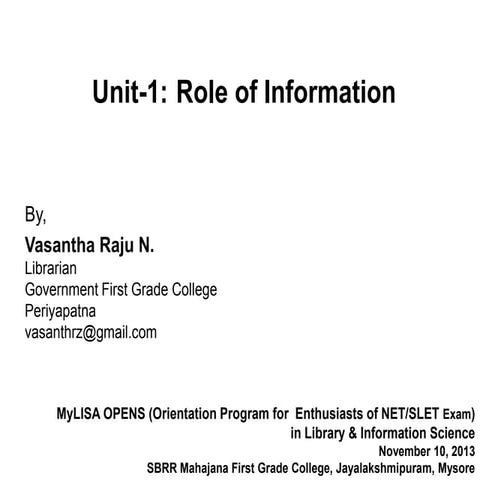 Role of Information