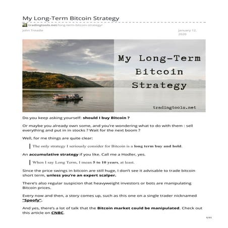 My Long-Term Bitcoin Strategy