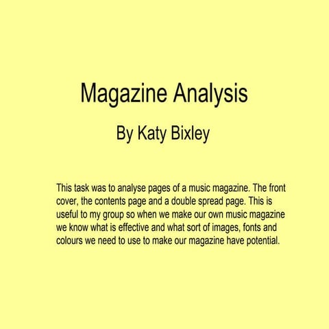 My magazine analysis