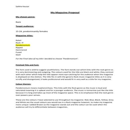 My magazine proposal 