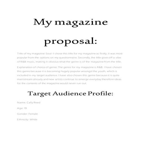 My magazine proposal