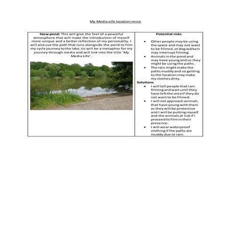 My media life location recce