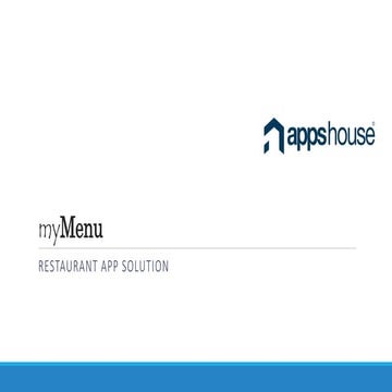 myMenu App Solution for Restaurants