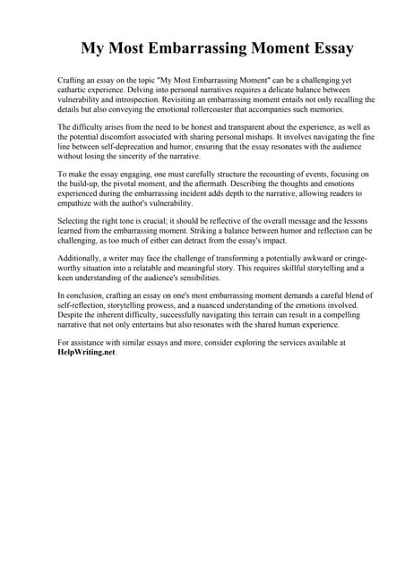 Embarrassing Moment Essay Pdf