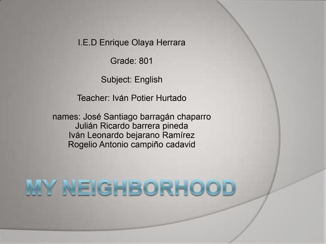 My neighborhood essay