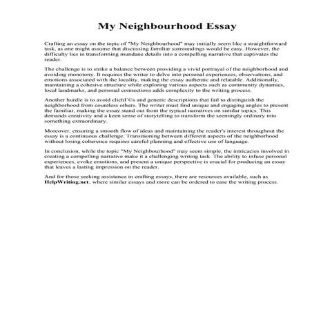 My Neighbourhood Essay. Baptist Health System School of Health Professions