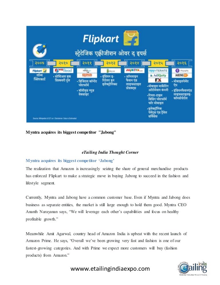 Myntra acquires its biggest competitor jabong