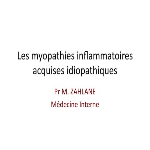 Myopathie inflammatoire pdf fmpm médecine | PDF