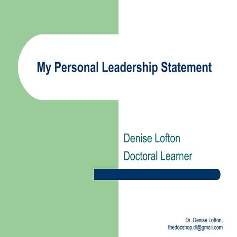 My personal leadership statement