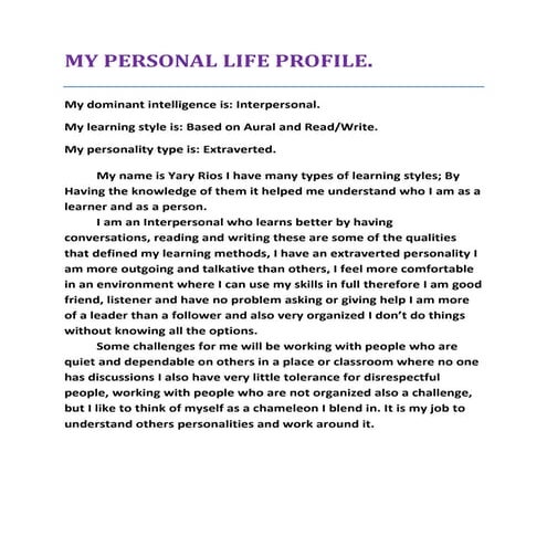 My personal life profile | DOCX
