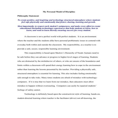 My personal model of discipline