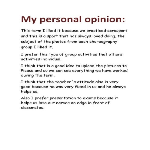 My personal opinion | DOCX | Education