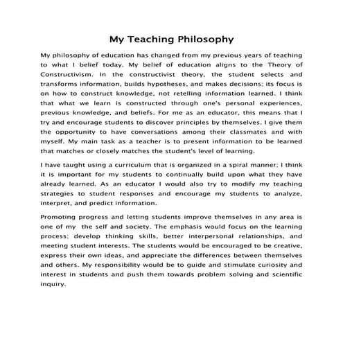 My Philosophy of Education