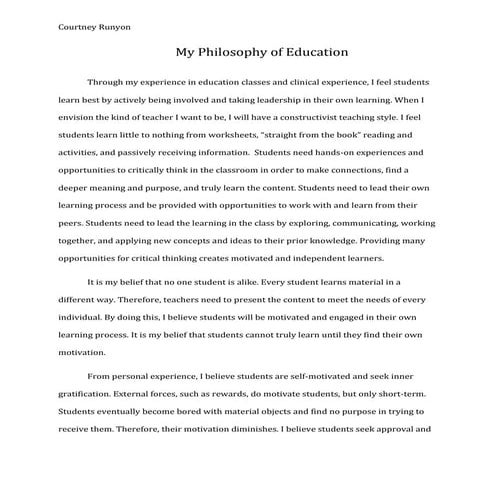 My philosophy of education