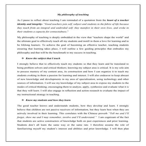 My philosophy of teaching