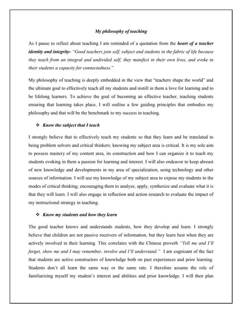 My philosophy of teaching